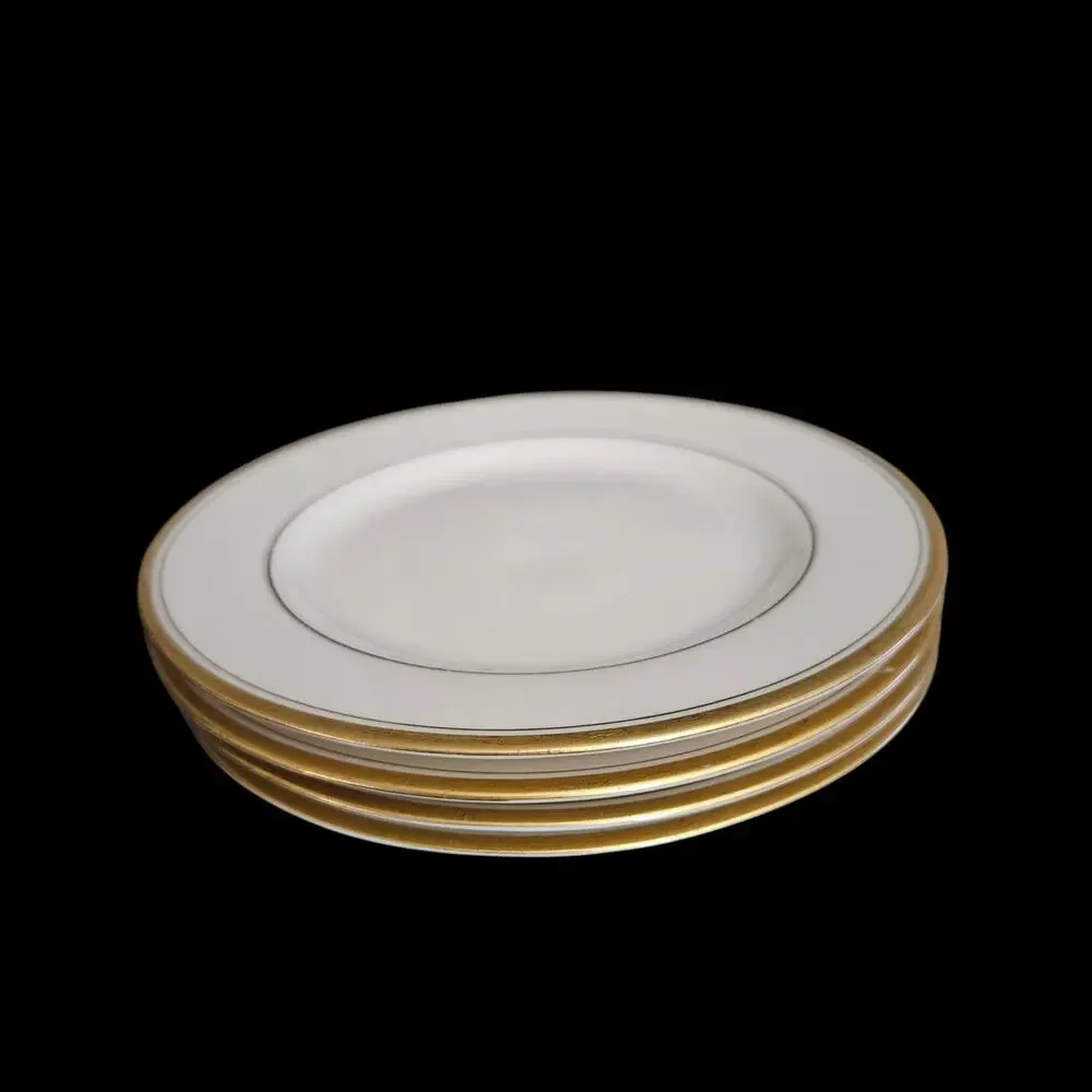 Theodore Haviland New York Oxford Bread Plates Set of 4 Gold Trim 6.5